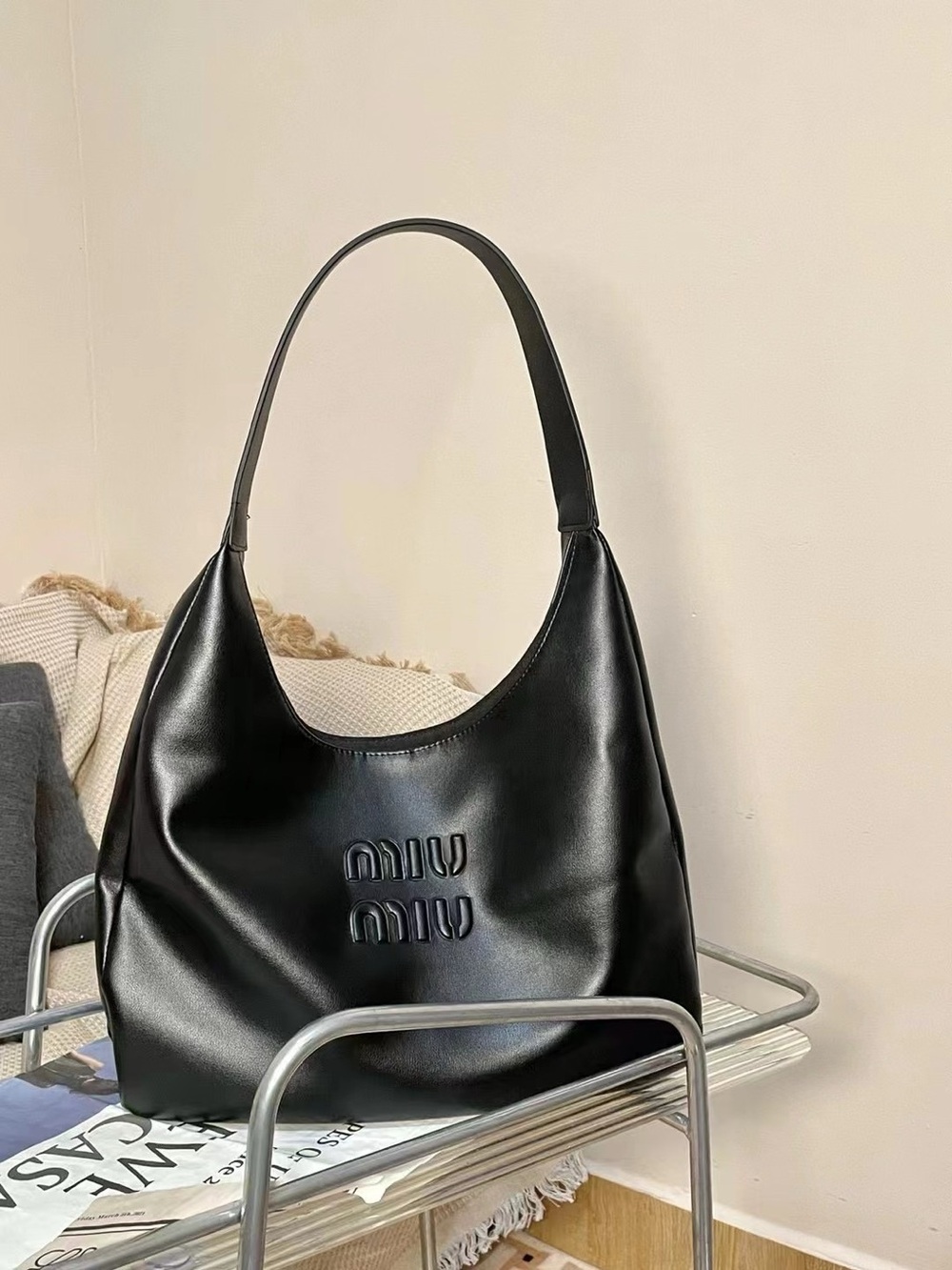 MIU MIU Black Leather Shoulder Bag — Sleek Women's Hobo